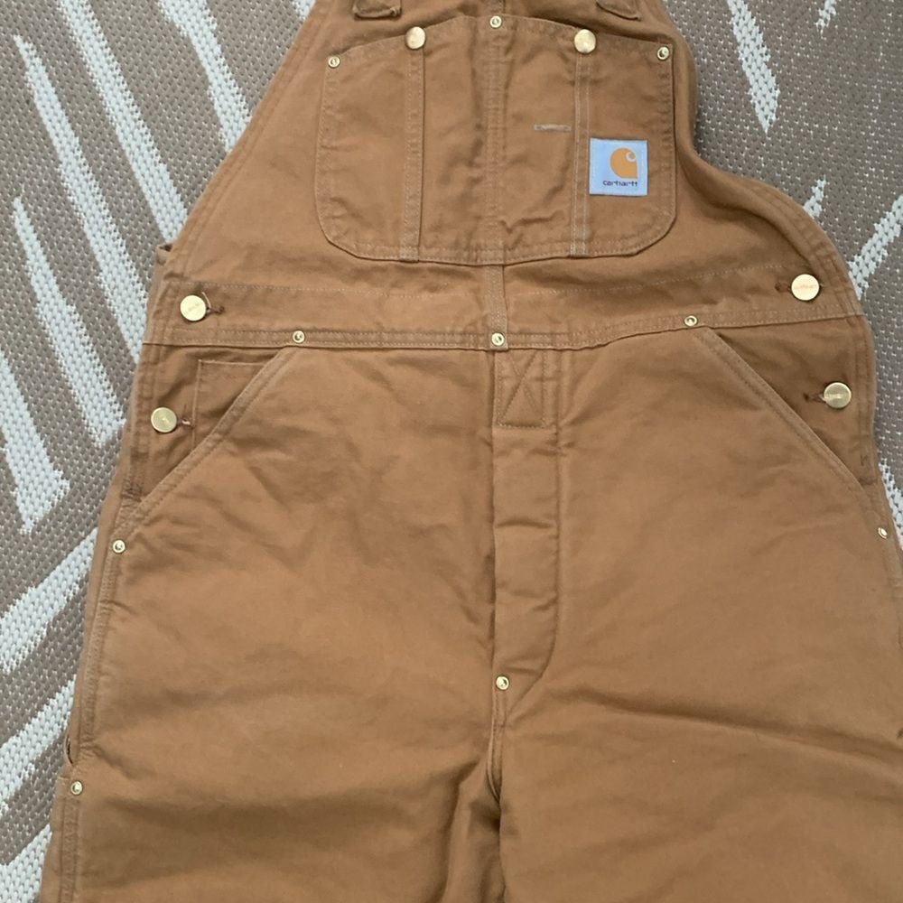 Carhartt Vintage Quilted Lined Double Knee Overalls R02 BRN Made In USA 36x30 - Picture 7 of 17